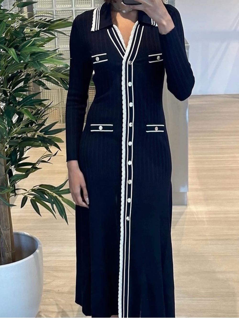 SANDRO Alexandrine Long Sleeve Sweater Dress - Picture 9 of 15